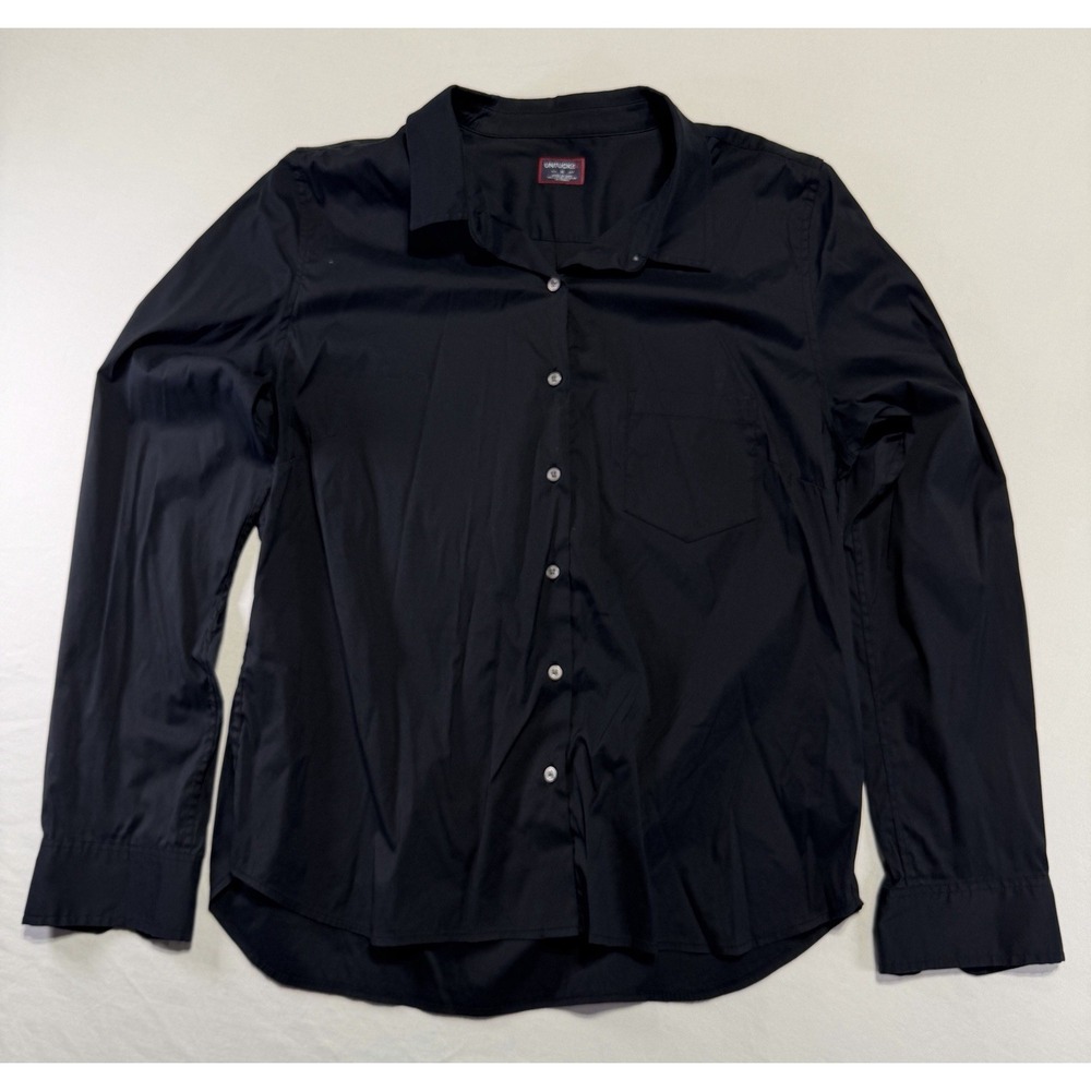 UNTUCKit Mens Button Down Dress Shirt Size 16 L Black Long Sleeve Stretch